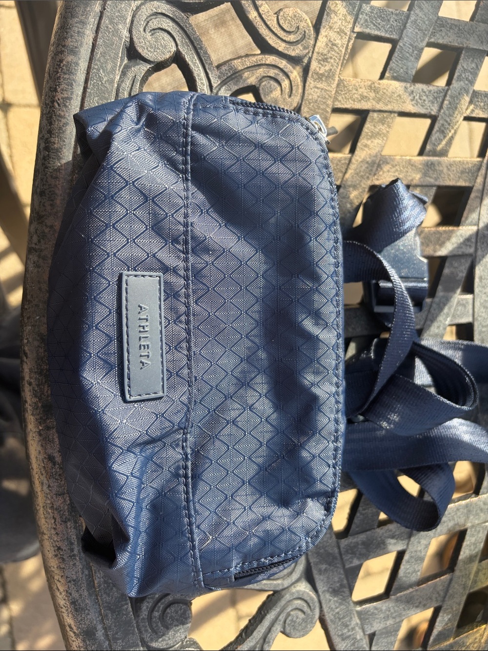 Athleta Navy Quilted Crossbody Belt Bag